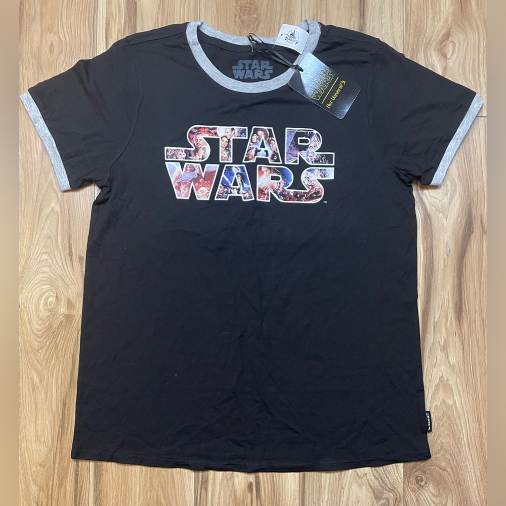 Disney Parks Her Universe Star Wars Black Tee with Gray Trim NWT Size Large